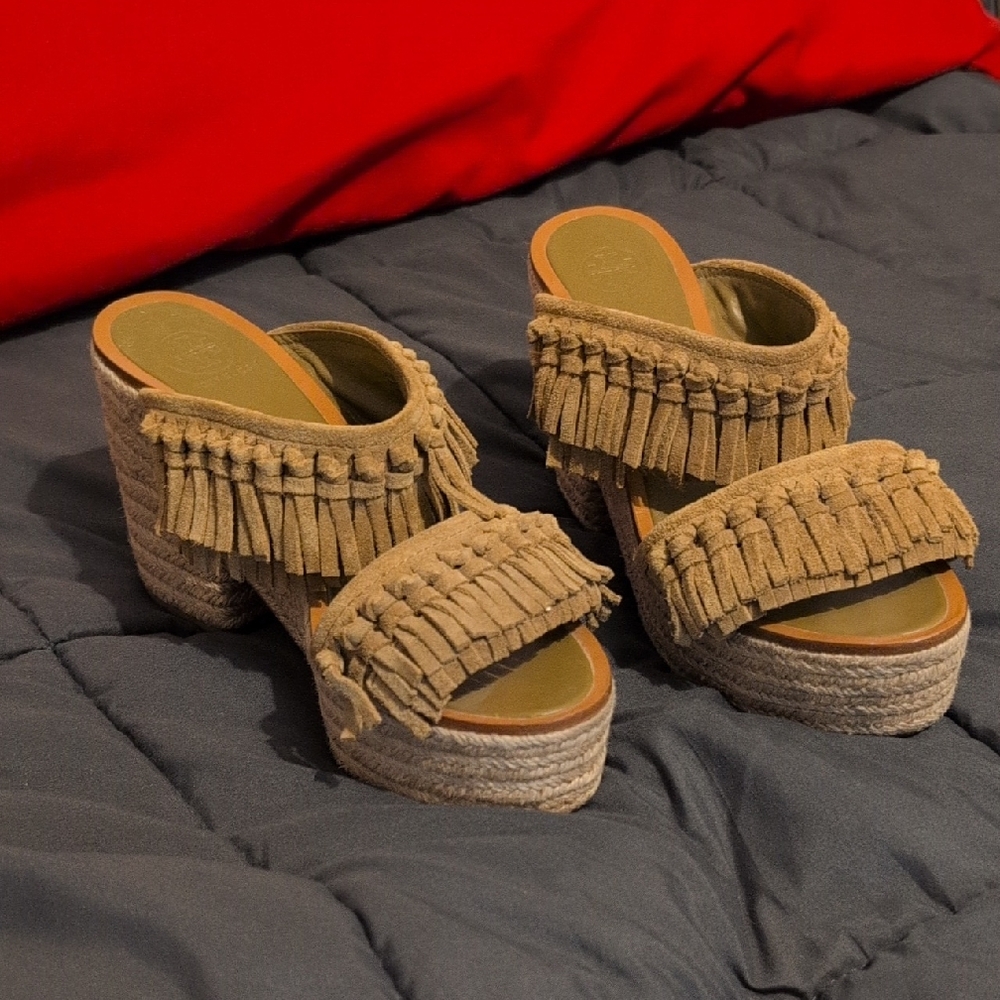Tory Burch Fria Fringe Knotted Shoes Size 7 NEW